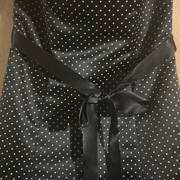 Jessica McClintock For Gunne Sax Black Strapless Dress with White Polka Dots - Picture 5 of 7